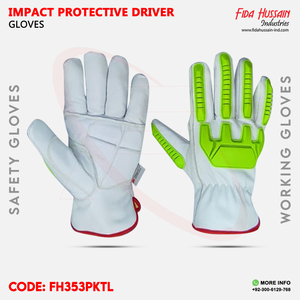 Gants de sécurité pour conducteur à percussion Conception de pouce trapézoïdal avec caoutchouc thermoplastique (TPR) Gants de conduite anti-impact en cuir de chèvre - Product Image 5