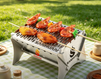 Barbecue pliable minimaliste en acier inoxydable, anti-rouille, portable, montage sans outil, pour balcon et camping, faibles émissions