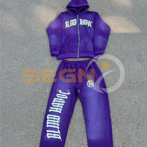 Sudaderas con capucha y cremallera de alta calidad, precio al por mayor, chándal de algodón estampado, ropa de invierno con cremallera inferior de talla grande - Product Image 3