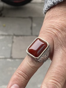 <b>Men</b> Handmade Red Agate Gemstone <b>Ring</b> Ottoman Style Bezel Setting 925 Sterling <b>Silver</b> Third Party Certified Gift Him - Product Image 4