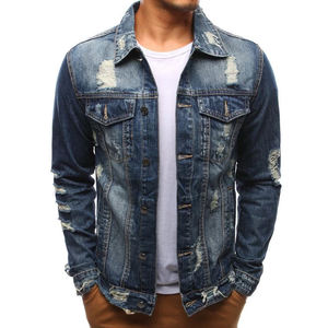 Vestes en jean pour hommes à col montant, logo personnalisable sur le devant, poches de haute qualité, respirantes, grandes tailles, imperméables, réversibles - Product Image 1