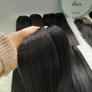Extensiones de cabello de trama negra cruda de 12 pulgadas Super doble dibujado hueso recto humano vietnamita Etiqueta Privada paquetes crudos para mujeres negras - Product Image 2
