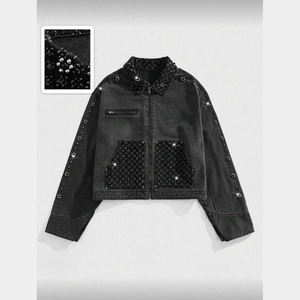 แจ็คเก็ตยีนส์สั่งทำพิเศษ พร้อมงานปักทั่วทั้งตัวเสื้อ สำหรับผู้หญิง ลายปักดอกไม้ แจ็คเก็ตยีนส์ผู้หญิง ปักโลโก้ตามสั่ง - Product Image 1