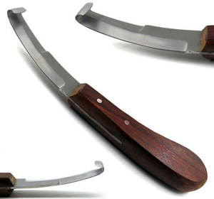 Loop Horse Knife Manche en bois à double extrémité/Couteau à sabot de luxe Lame large Manche en bois Main droite/gauche - Product Image 6