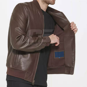 Veste en cuir à manches longues pour hommes, col montant, design de mode personnalisable, tissu en toile de haute qualité pour l'hiver, meilleur prix sur le devant - Product Image 2