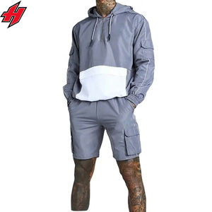 Ensemble coupe-vent de couleur unie imprimé de logo léger et imperméable en nylon de haute qualité pour hommes Offre Spéciale survêtements - Product Image 1
