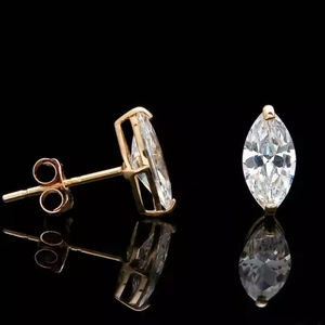 Pendientes de tuerca de diamante cultivado en laboratorio, pendientes de regalo de Plata de Ley 925, pendientes de tuerca de moissanita de corte Marquesa 2TCW, regalo de cumpleaños para - Product Image 4