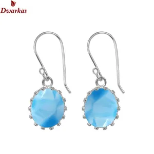 handmade earrings suppliers natural larimar stones earrings 925 sterling silver drop earring gemstones fashion jewelry