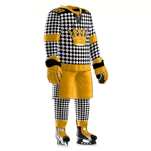 Ensembles d'uniformes de hockey sur glace les plus vendus, logo personnalisé, impression par transfert thermique, spandex/coton, unisexe, adulte, confortable, respirant - Product Image 2