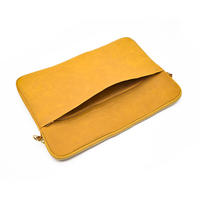 Housse d'ordinateur portable en cuir véritable écologique de haute qualité, style professionnel, légère et protectrice, avec bandoulière et pochette.