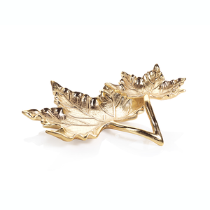 Multipurpose Aluminum Leaf Bowl with Beaded <b>Edge</b> Modern Decorative Dish for Snacks Centerpieces or Gifting Tabletop Style - Product Image 5