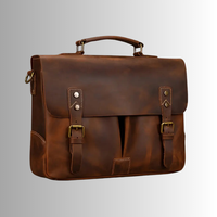 Sac messager pour ordinateur portable en cuir véritable pour homme, style rétro vintage, en cuir de vachette Crazy Horse, avec doublure en nylon - Sacoche souple portable