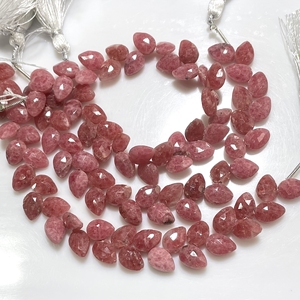 Cuentas de Briolette con forma de hoja y pera facetada de rodonita, cuentas de piedras preciosas naturales para la fabricación de joyas - Product Image 3