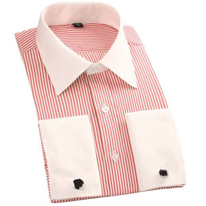 Chemises habillées décontractées en coton pour hommes, coupe ample, col rabattu, poignets mousquetaires, coupe régulière, rayées, manches longues, boutons de manchette, pour l'automne - Product Image 3