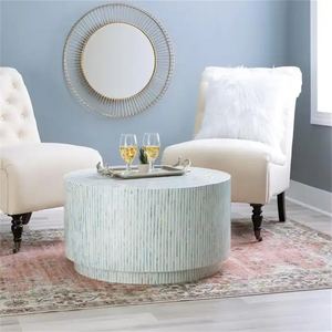 โต๊ะกาแฟแม่ลูกมุกแบบฝังพื้นโต๊ะกลางบ้านสวยทำจากไม้ถูพื้นและโต๊ะกาแฟไม้ใช้ตกแต่งห้องนั่งเล่น - Product Image 6