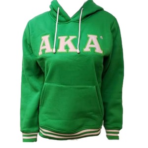 Sweat-shirts à capuche en molleton de coton personnalisés avec des lettres grecques de sororité et de fraternité rose et vert - Product Image 1