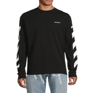 Felpa Off-White da Uomo con Logo Diag Helvetica, Bianca e Nera, Taglia M, Tessuto Lavorato a Maglia, Stampa Serigrafica, Ricamo 3D - Product Image 1