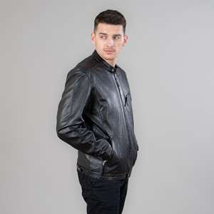 Veste en cuir personnalisée pour hommes vente en gros veste d'extérieur en cuir véritable pour hommes veste à fermeture éclair de haute qualité à manches longues - Product Image 4