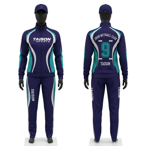 Chándal de entrenamiento de netball para mujer, poliéster premium entrelazado, estilo panel negro, verde y blanco, con logo personalizado del equipo, para mujer - Product Image 4