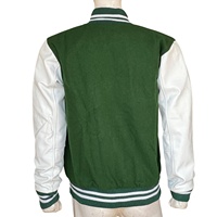 Jaket Varsity Wol Hijau Putih dengan Pola Kamuflase dan Lengan Kulit untuk Olahraga dan Pakaian Kasual dengan Harga Grosir