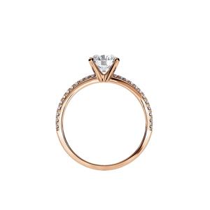 Bague en diamant de laboratoire 14 carats, taille brillant, sertie halo, plaquée or 14 carats, classique pour femme, fiançailles, mariage - Product Image 5