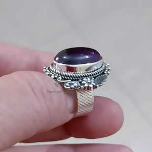 Anillo Ovalado de Amatista Hecho a Mano, Plata de Ley 925, Piedra de Nacimiento de Febrero - Product Image 6