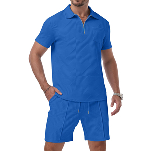 Logotipo estampado personalizado Tallas grandes High Street Style Ropa Conjuntos de hombre 100% algodón Camiseta de manga corta y pantalones cortos 2 piezas Conjuntos de verano - Product Image 1