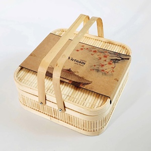 Boîte-cadeau tressée en bambou faite à la main de haute qualité avec couvercle beaux paniers en bambou tissés pour mariages et occasions spéciales - Product Image 2