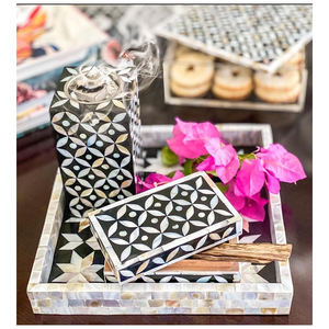 Brûleur à Bakhoor en nacre et incrustations d'os, plateau Mabkhara, parfum fraise, style arabe, usage religieux, nouvelle collection - Product Image 1