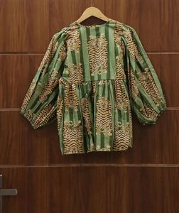 เดรสมินิเดรสสั้นพิมพ์ลายเสือเสื้อทูนิคคอลึกมีเชือกปิด - Product Image 5