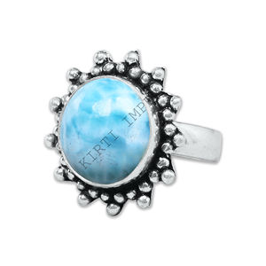 Larimar แท้แบบตอกใช้ได้ทั้งชายและหญิงแหวนเงินสเตอร์ลิง925แข็งอัญมณีสไตล์คลาสสิกเครื่องประดับแฮนด์เมดชั้นดีสำหรับผู้ขาย - Product Image 1