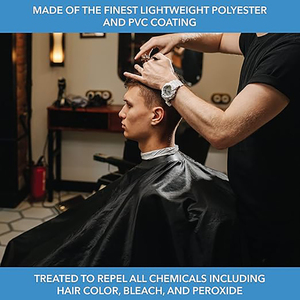 Vente en gros de capes de barbier personnalisées avec cou réglable, nylon de haute qualité, bonnet de coupe de cheveux professionnel imperméable et au design unique - Product Image 3