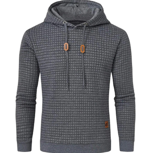 Sweat à capuche gaufré élégant pour hommes avec cordons de serrage à la mode Sweat-shirt en tricot texturé de qualité supérieure pour l'extérieur et les vêtements décontractés - Product Image 1