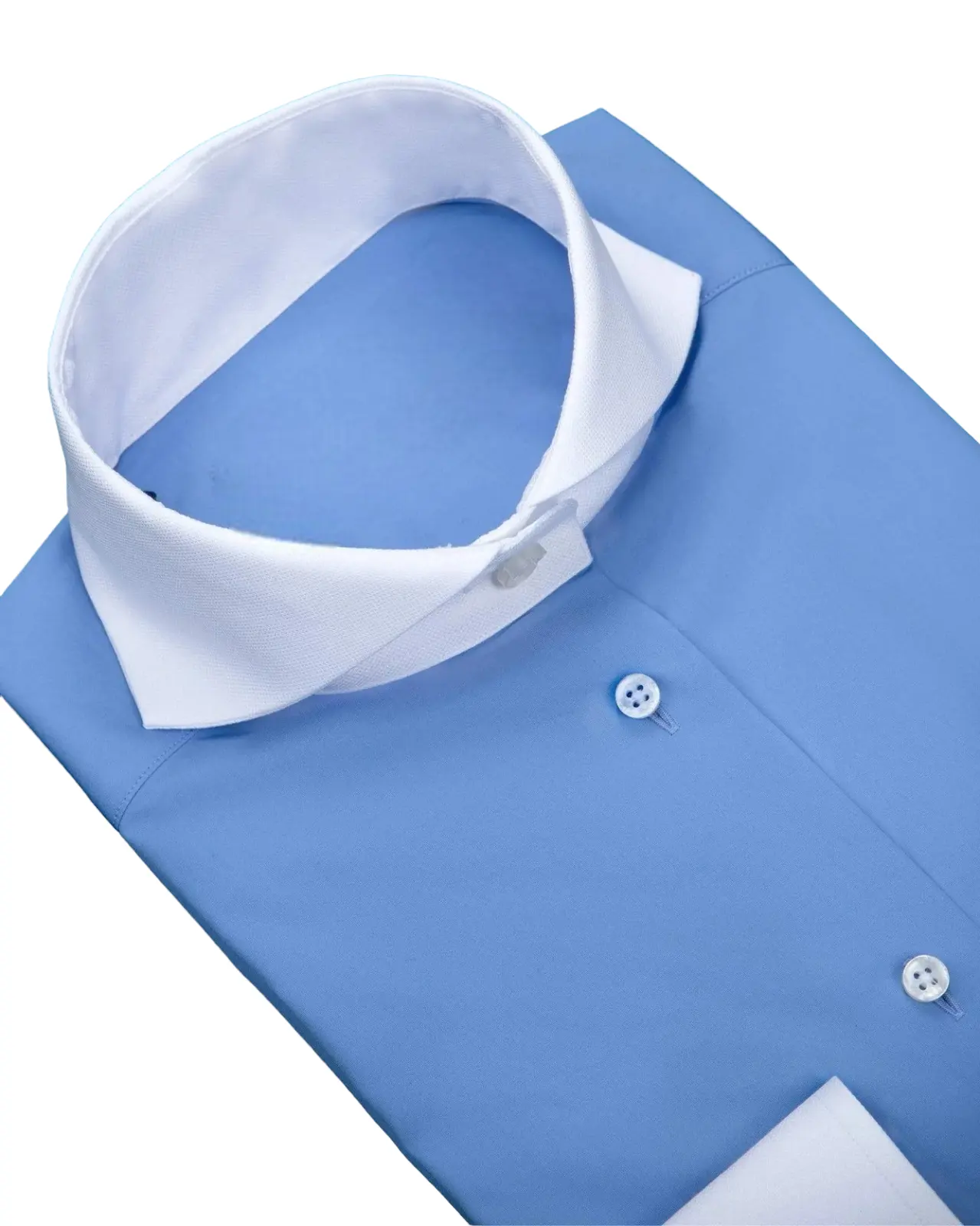 Stylish Sky Blue White French Collar and Cuffs Plain Men's Formal Office and Work wear Dress Shirt