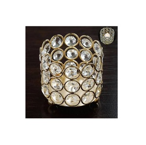 Pequeña forma redonda de metal dorado puro hecho a mano y cristales recubiertos a un precio muy extremo para la decoración de uso doméstico plano - Product Image 1