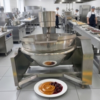 Marmite mélangeuse industrielle automatique à gaz grande capacité avec agitateur pour houmous, halva, surimi, biryani
