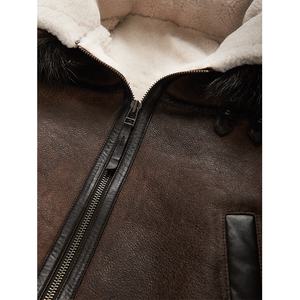 Blouson bombardier en cuir marron de qualité supérieure pour femmes à col montant avec fourrure personnalisé ODM approvisionnement en gros coton rembourrage pour l'hiver - Product Image 4