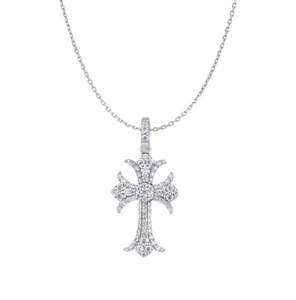 Pendentif en diamant MOISSANITE Chrome Heart Cross avec finition plaquée or blanc 14 carats, style hip hop - Product Image 3