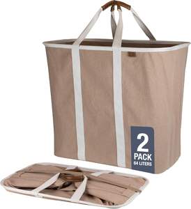 <b>Collapsible</b> Flexible Design <b>Laundry</b> <b>Basket</b> 64L Storage Organization Container 2Pack Midnight Black Shadow Gray Portable - Product Image 4