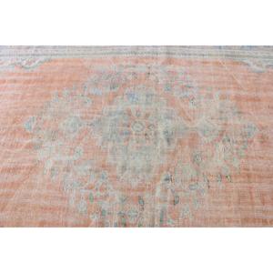 พรมตุรกีขนาด 6x9.7 ฟุต, พรมวินเทจ, พรมขนสัตว์ลายดอกไม้สีส้ม - Product Image 5