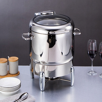 Chauffe-plats rond en acier inoxydable avec couvercle en verre pour buffets de grande capacité, soupes et plats chauffants électriques