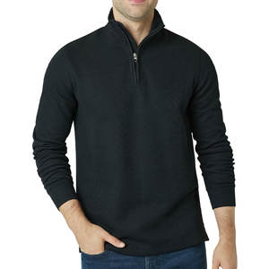 Sweat à capuche écologique pour hommes de qualité supérieure Pull en polaire à demi-fermeture éclair et chemises à fermeture éclair quart pour la saison d'automne - Product Image 1