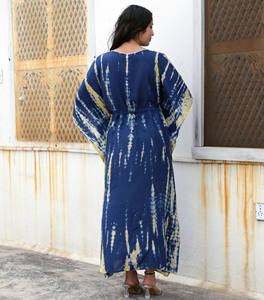 100% rayón verano playa cuerpo completo cubrir Kaftan suave indio hecho a mano Tie Dye largo Maxi Boho vestido de longitud completa caftán vestido - Product Image 3