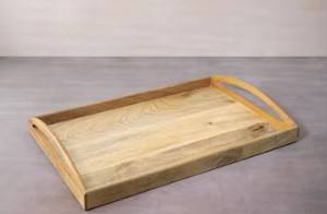 Plateau de service en bois de qualité supérieure avec poignées en métal robustes, élégant et durable, décoration de cuisine pour la maison, pour les collations, les boissons et les réceptions - Product Image 4