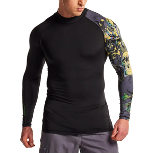 High Quality Camouflage Rash Guard Gear for BJJ MMA Jiu Jitsu Custom Sublimation Half Sleeve Rash Guard for Men - Product Image 1