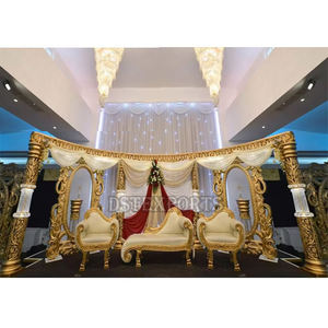 Boda asiática Grand Stage Cum Mandap Decoración Boda hindú Golden Stage Cum Mandap Tradicional Royal Wedding Stage Decoración - Product Image 2
