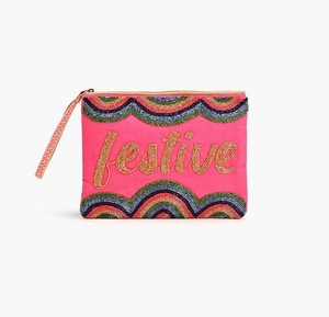 Trendy And Fancy Beaded Embroidery <b>Large</b> Pink Heart Mini Zipper <b>Bag</b> With Handcraft Beauty And Cute design From India - Product Image 5