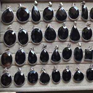 Meilleure vente naturel noir Onyx pierre précieuse pendentif à facettes haute qualité véritable cristal Agate pour bijoux collier cadeau en gros - Product Image 3
