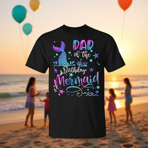 T-shirts de fête sirène assortis pour la famille (papa, maman et enfants) pour événements promotionnels - Product Image 3