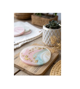 Beautiful Handmade Resin <b>coaster</b> Set 5mm <b>Heat</b> Resistant Durable Material for Home Decoration Luxury Design Suitable for Gifting - Product Image 1